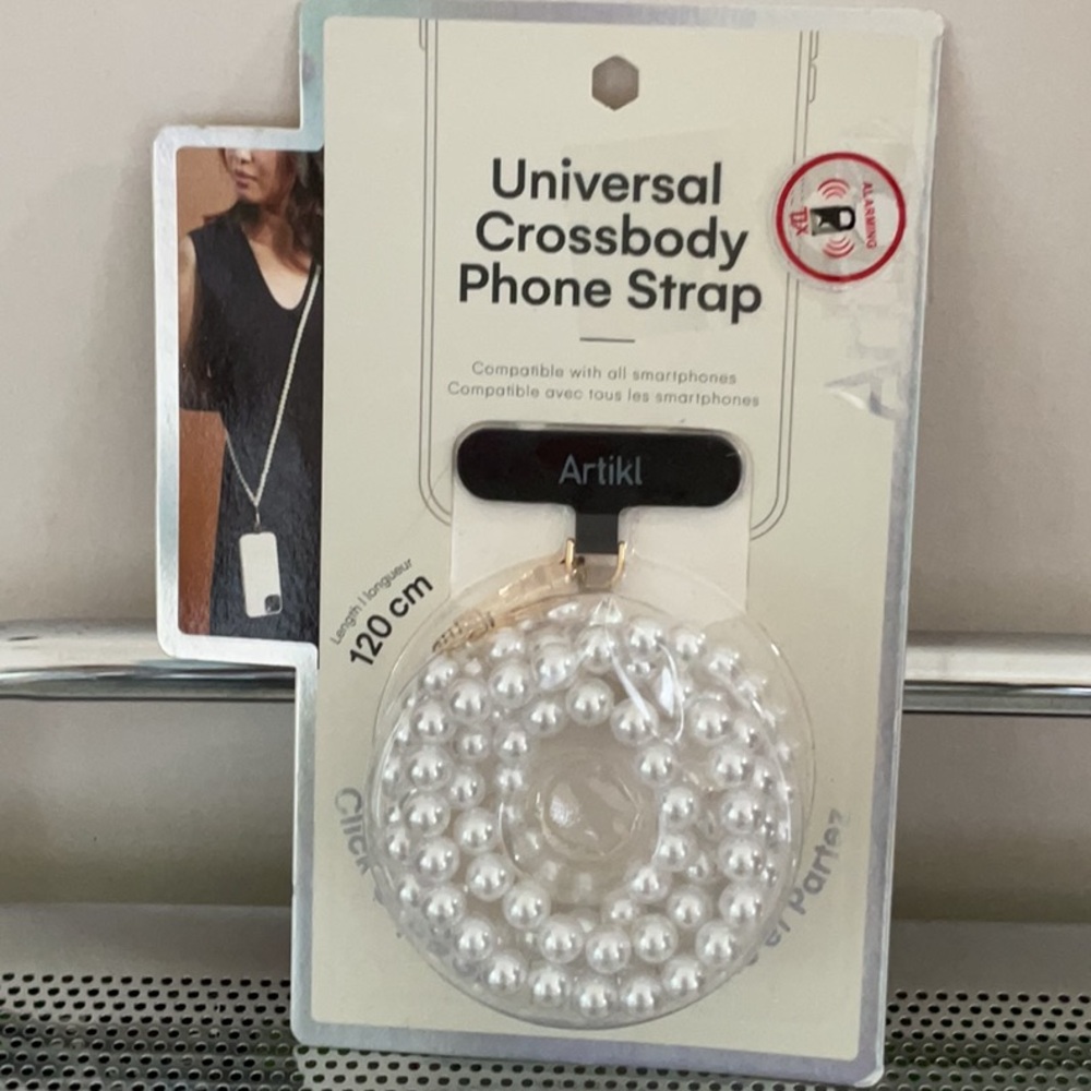 White Beaded Phone Strap Accessory